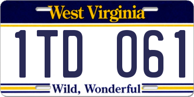 WV license plate 1TD061