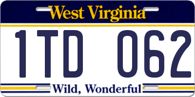 WV license plate 1TD062