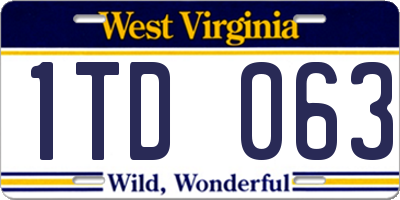 WV license plate 1TD063