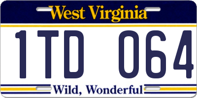 WV license plate 1TD064