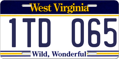 WV license plate 1TD065