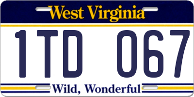 WV license plate 1TD067
