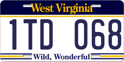 WV license plate 1TD068