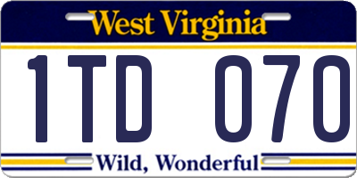 WV license plate 1TD070