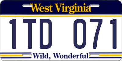 WV license plate 1TD071