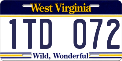 WV license plate 1TD072