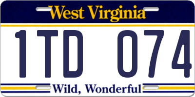 WV license plate 1TD074