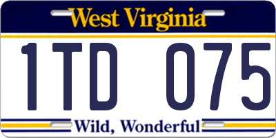 WV license plate 1TD075