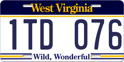 WV license plate 1TD076