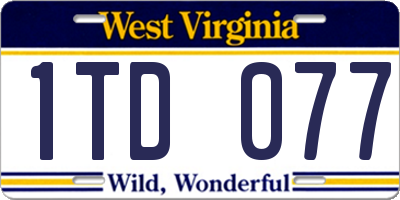 WV license plate 1TD077