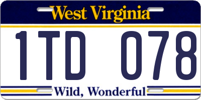 WV license plate 1TD078