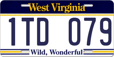 WV license plate 1TD079