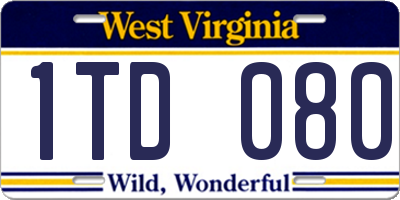 WV license plate 1TD080