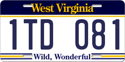 WV license plate 1TD081
