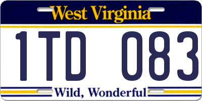 WV license plate 1TD083