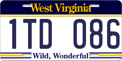 WV license plate 1TD086