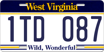 WV license plate 1TD087