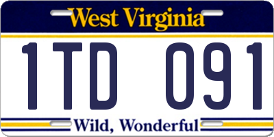 WV license plate 1TD091