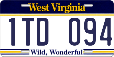 WV license plate 1TD094