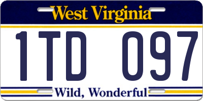 WV license plate 1TD097