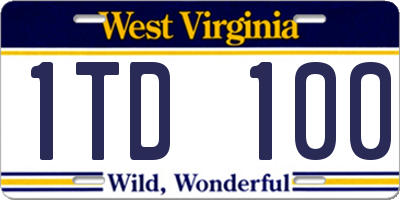 WV license plate 1TD100