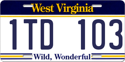 WV license plate 1TD103