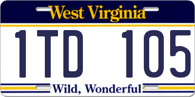 WV license plate 1TD105