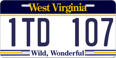 WV license plate 1TD107