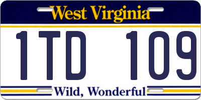 WV license plate 1TD109