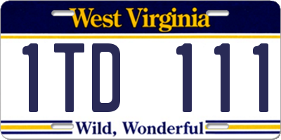 WV license plate 1TD111