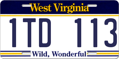 WV license plate 1TD113