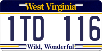 WV license plate 1TD116