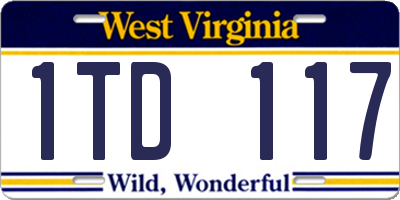 WV license plate 1TD117