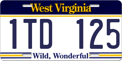 WV license plate 1TD125