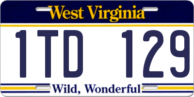 WV license plate 1TD129