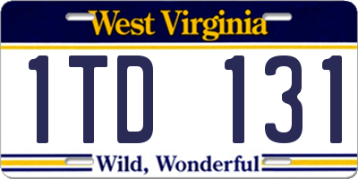 WV license plate 1TD131