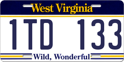 WV license plate 1TD133