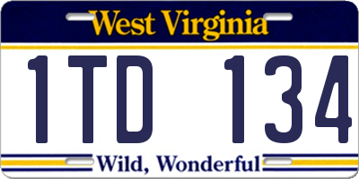 WV license plate 1TD134