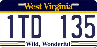 WV license plate 1TD135