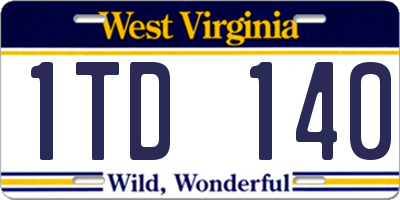 WV license plate 1TD140
