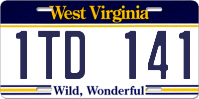 WV license plate 1TD141