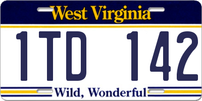 WV license plate 1TD142