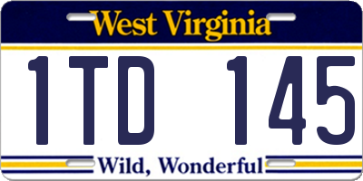 WV license plate 1TD145