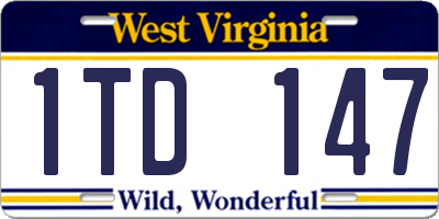 WV license plate 1TD147
