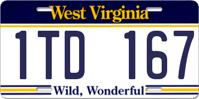 WV license plate 1TD167