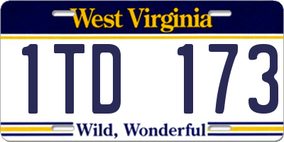 WV license plate 1TD173