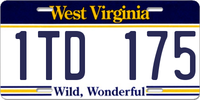 WV license plate 1TD175