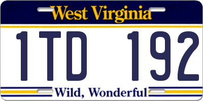 WV license plate 1TD192