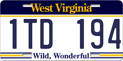 WV license plate 1TD194