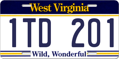 WV license plate 1TD201